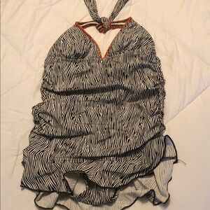 Kenneth Cole Reaction Black and White Striped One Piece